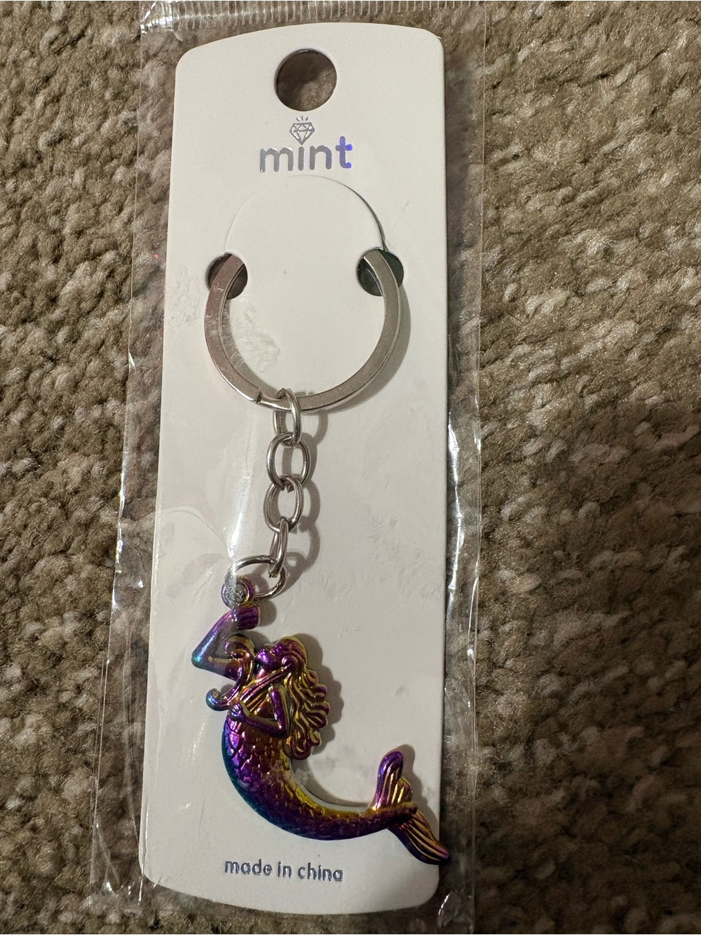 Mint Iridescent Mermaid Keychain — Bag Chark Purple, Gold, Blue